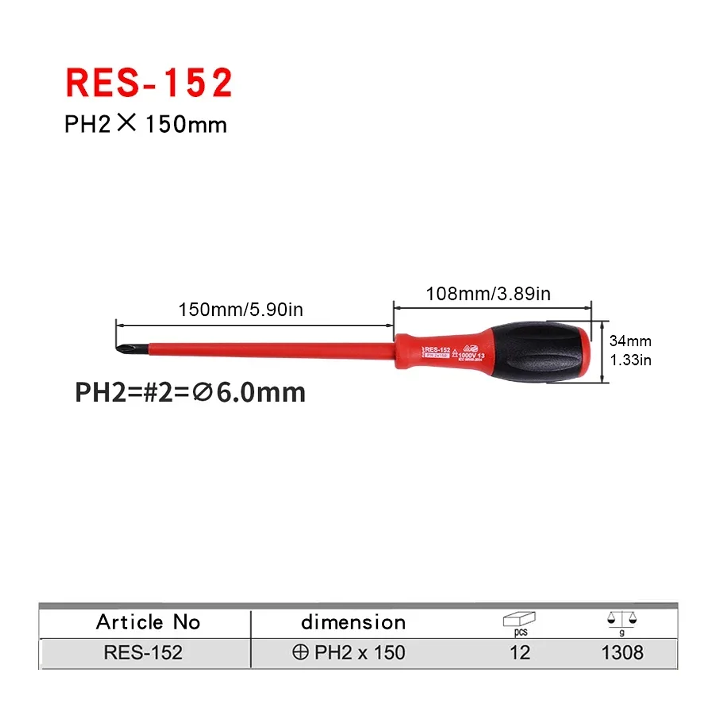 1000V VDE Insulated Screwdriver | Professional Electrician Repair Tool | Slotted & Phillips PH2 16