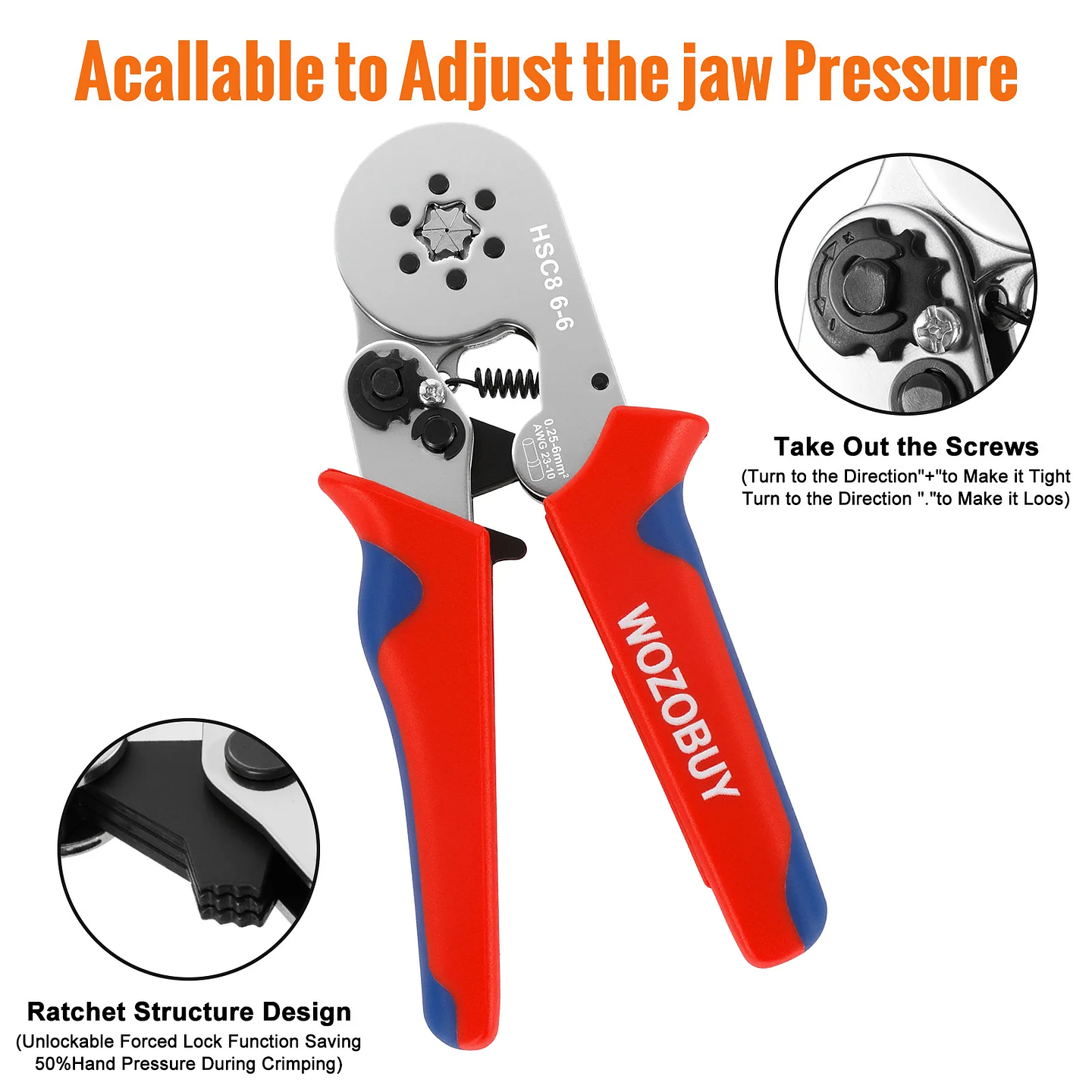 WOZOBUY Ferrule Crimping Tool | HSC8 6-4/6-6 Wire End Plier 3