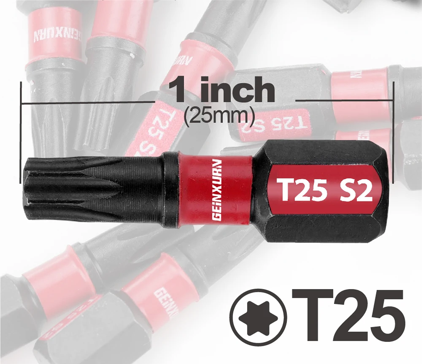 Impact Tough T25 Torx Driver Bits | 1-Inch Magnetic S2 Alloy Steel Impact Bit Set 2