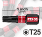 Impact Tough T25 Torx Driver Bits | 1-Inch Magnetic S2 Alloy Steel Impact Bit Set - thumbnail 2