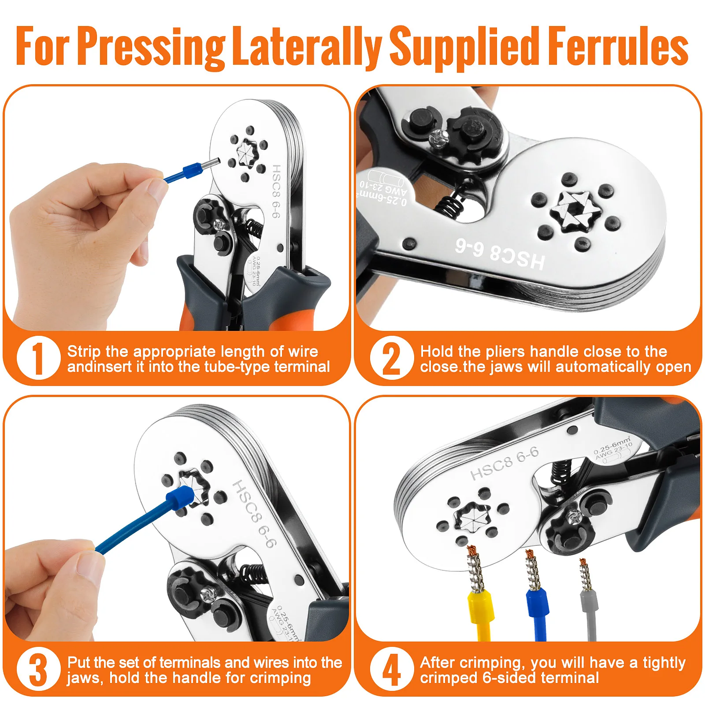 WOZOBUY Ferrule Crimping Tool | HSC8 6-4/6-6 Wire End Plier 6
