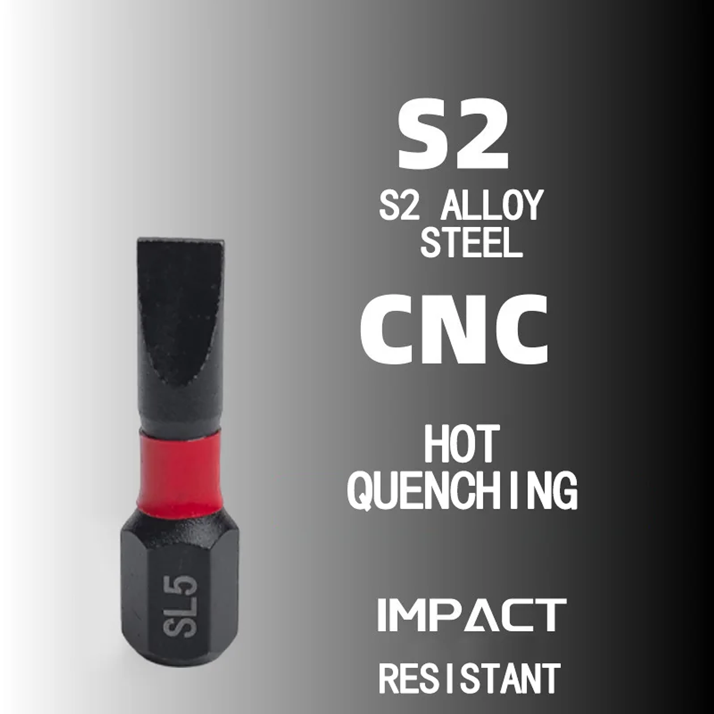 S2 Steel Slotted Impact Driver Bits | SL3–SL7 Magnetic Flat-Head Screwdriver Bit Set | High-Torque Precision Tips 13