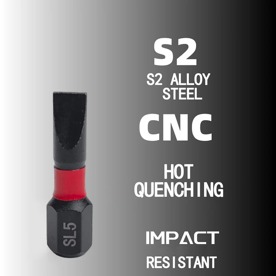 S2 Steel Slotted Impact Driver Bits | SL3–SL7 Magnetic Flat-Head Screwdriver Bit Set | High-Torque Precision Tips 13