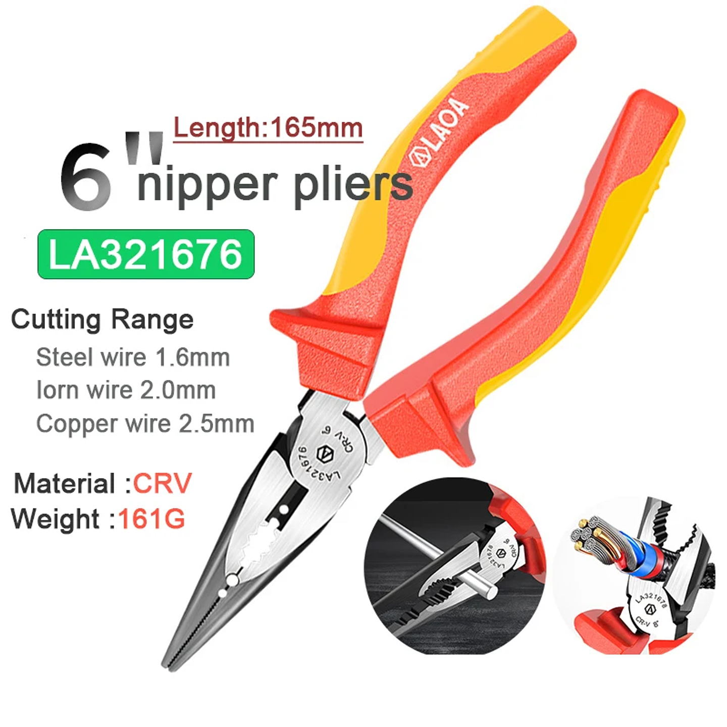 Insulated Pliers Series | 1000V High-Voltage Resistant Combination, Diagonal & Needle Nose Pliers | Professional Electrician Tools 16