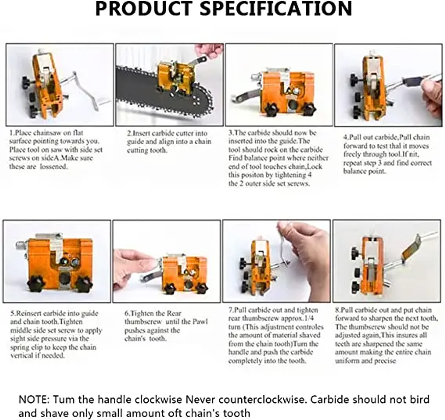 Portable Chainsaw Chain Sharpener | Manual Crank Grinder Tool 17