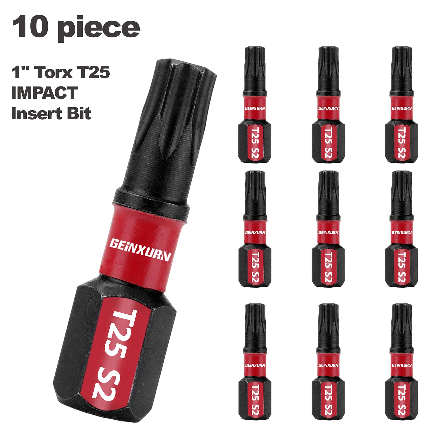 Impact Tough T25 Torx Driver Bits | 1-Inch Magnetic S2 Alloy Steel Impact Bit Set 8