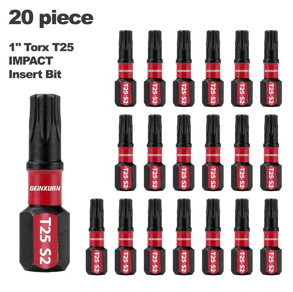 Impact Tough T25 Torx Driver Bits | 1-Inch Magnetic S2 Alloy Steel Impact Bit Set 9