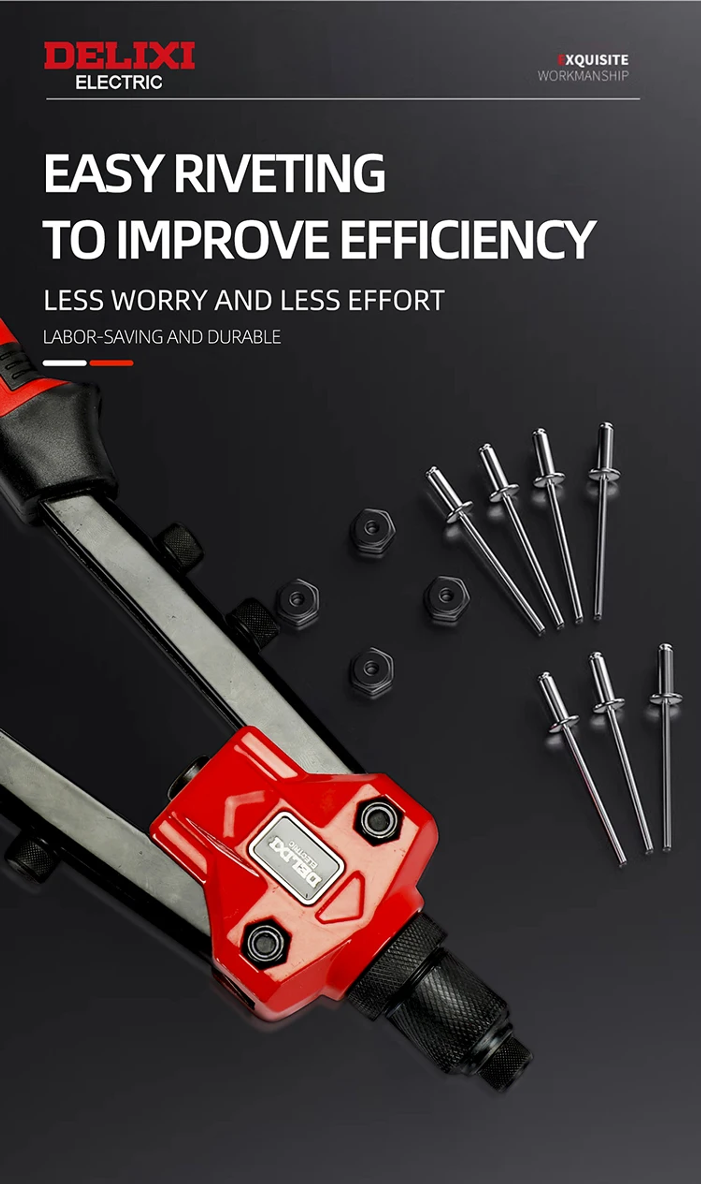 Professional Manual Rivet Gun | High-Leverage Blind Riveter for Metal Sheet & Pipe | 8