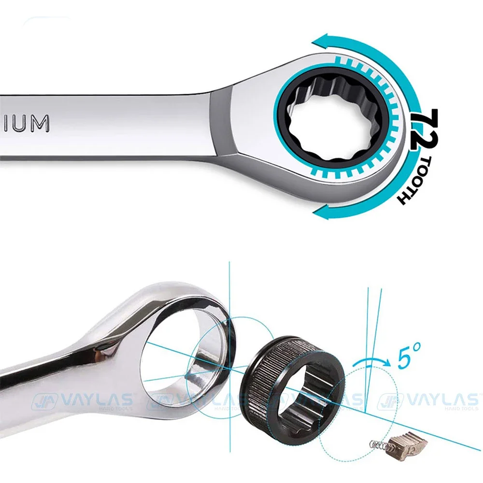 Double Ratchet Wrench | 72-Tooth Chrome Vanadium Spanner 4