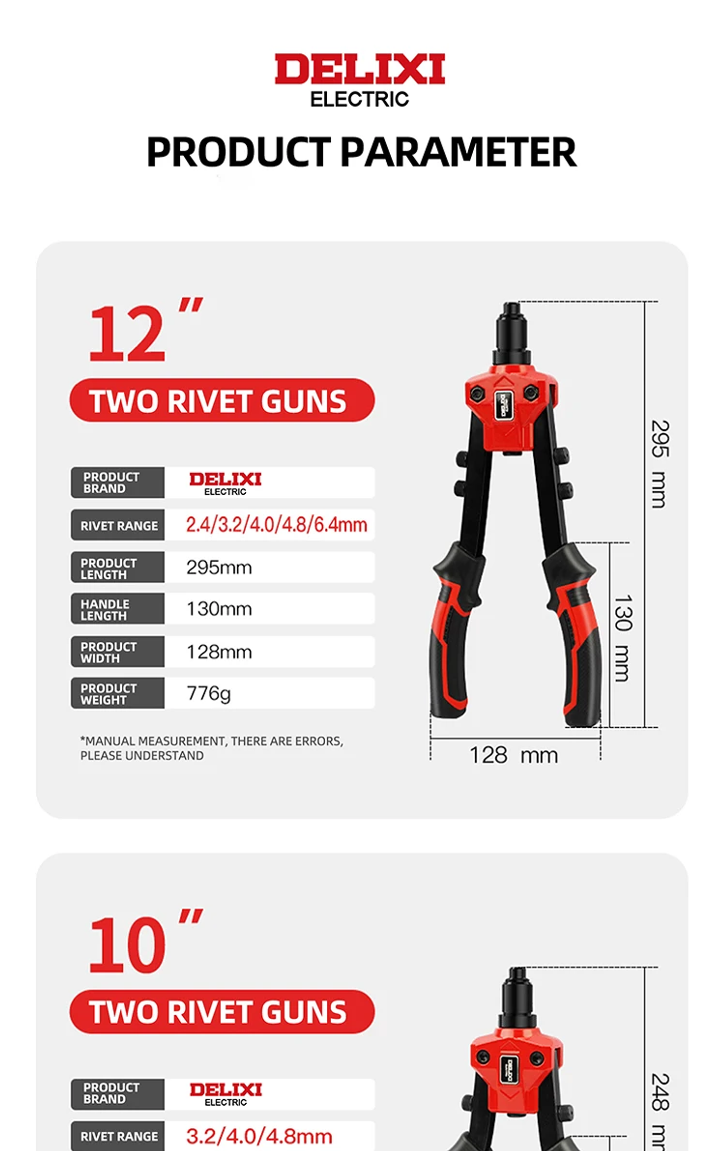 Professional Manual Rivet Gun | High-Leverage Blind Riveter for Metal Sheet & Pipe | 8
