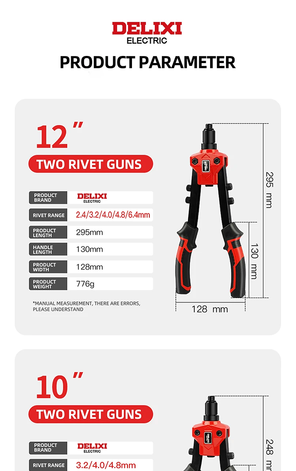 Professional Manual Rivet Gun | High-Leverage Blind Riveter for Metal Sheet & Pipe | 8