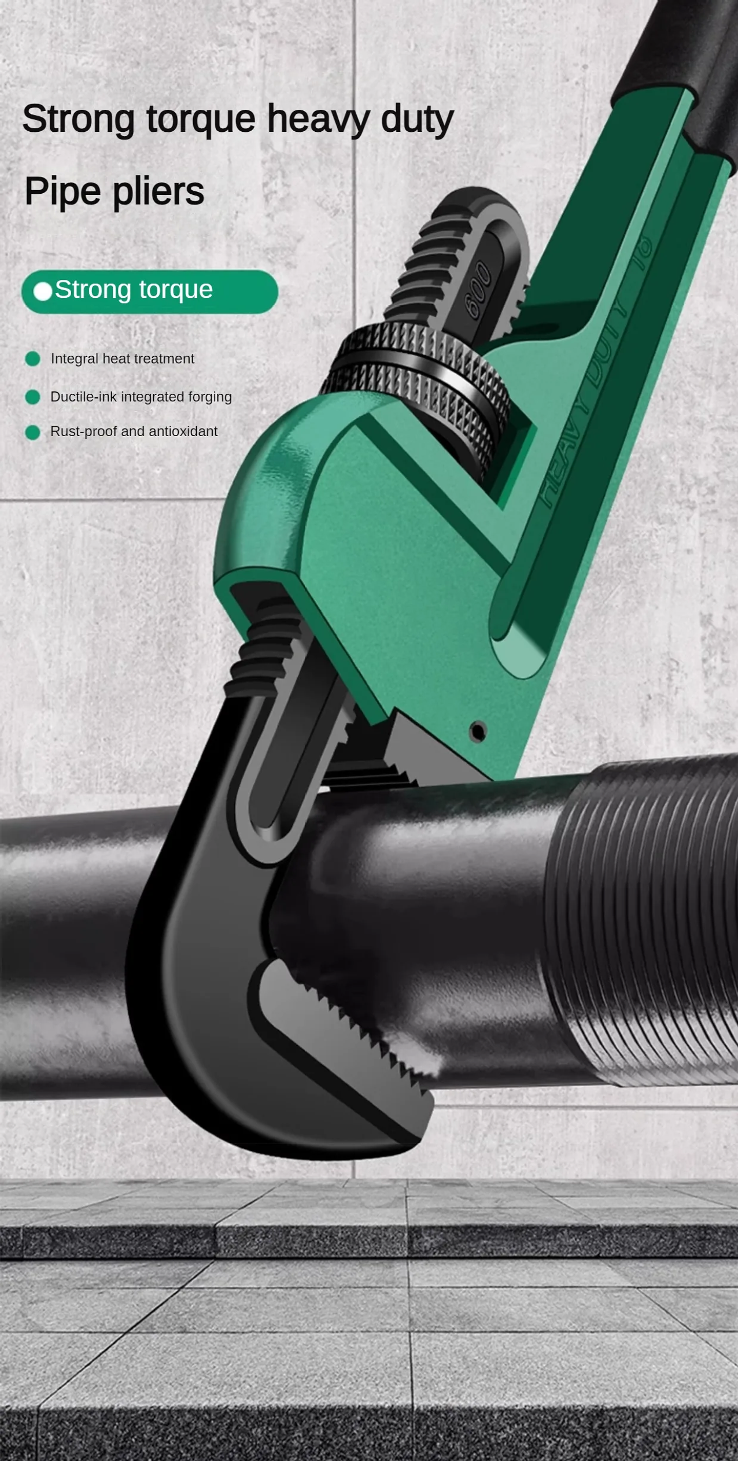 Heavy Duty Pipe Wrench | Industrial Plumbing Pliers 12