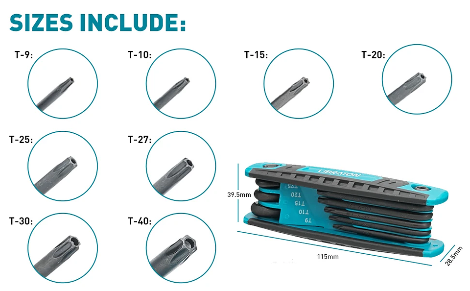 8-in-1 Folding Key Set | Portable Metric Hex & Tamper-Proof Torx 12