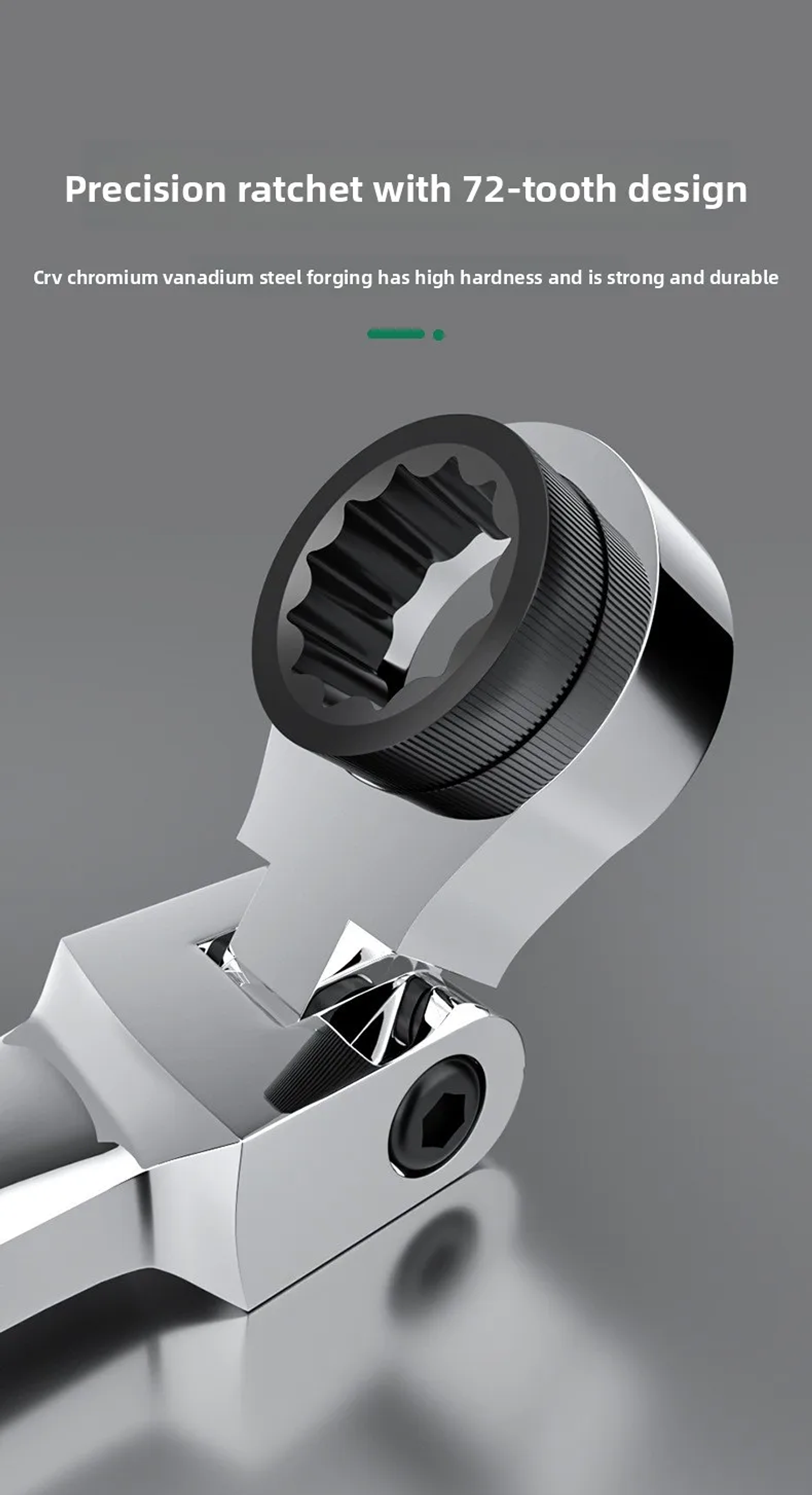 180° Flex-Head Ratchet Wrench | 72-Tooth CR-V Steel Gear | Professional Metric Combination Spanner 27