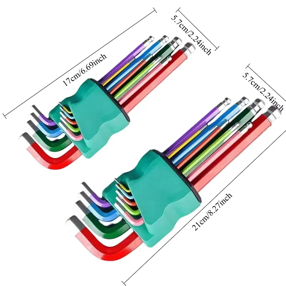 9-Piece Industrial Ball End Hex Key Set | Color-Coded Heavy Duty Allen Wrenches 2