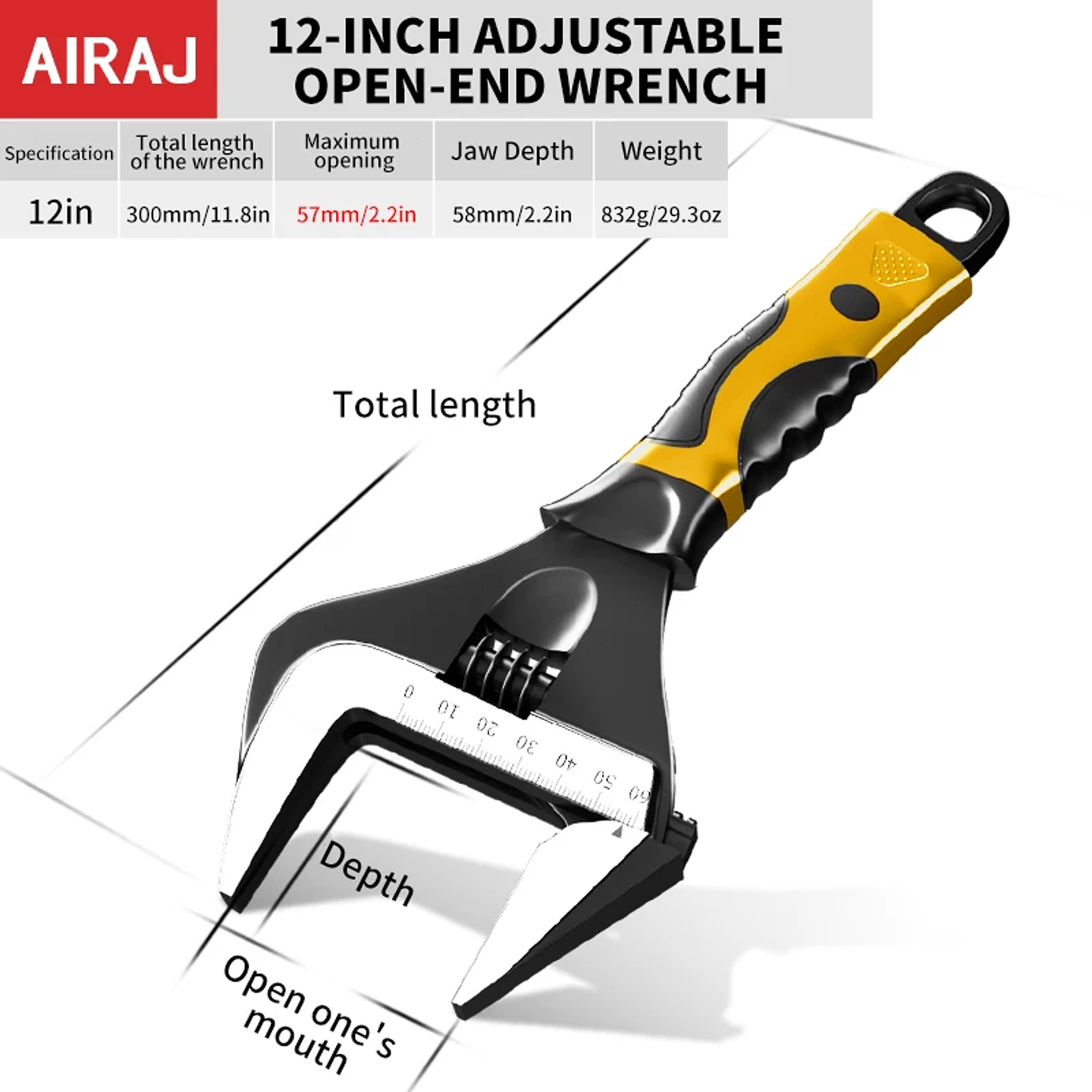 Wide-Opening Adjustable Wrench | Professional Cr-V High-Torque Spanner 7