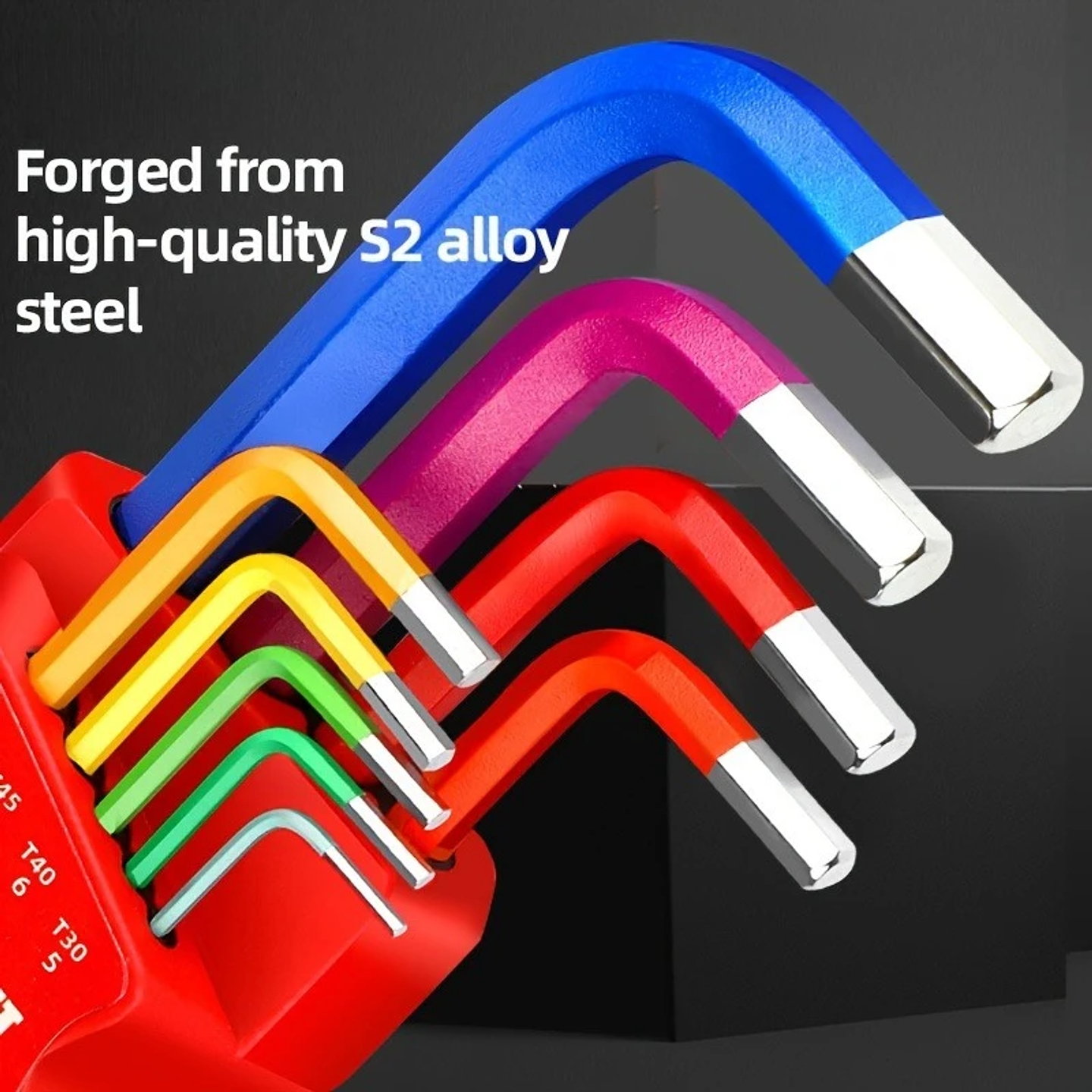 9-Piece Industrial Ball End Hex Key Set | Color-Coded Heavy Duty Allen Wrenches 3