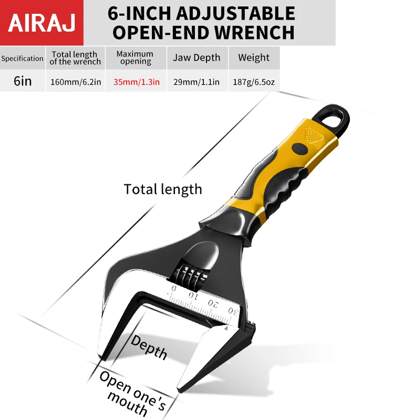 Wide-Opening Adjustable Wrench | Professional Cr-V High-Torque Spanner 10