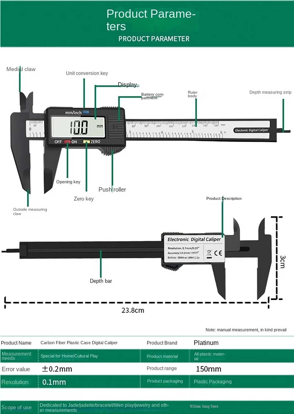 150mm Digital Electronic Caliper | Carbon Fiber Micrometer Tool 22