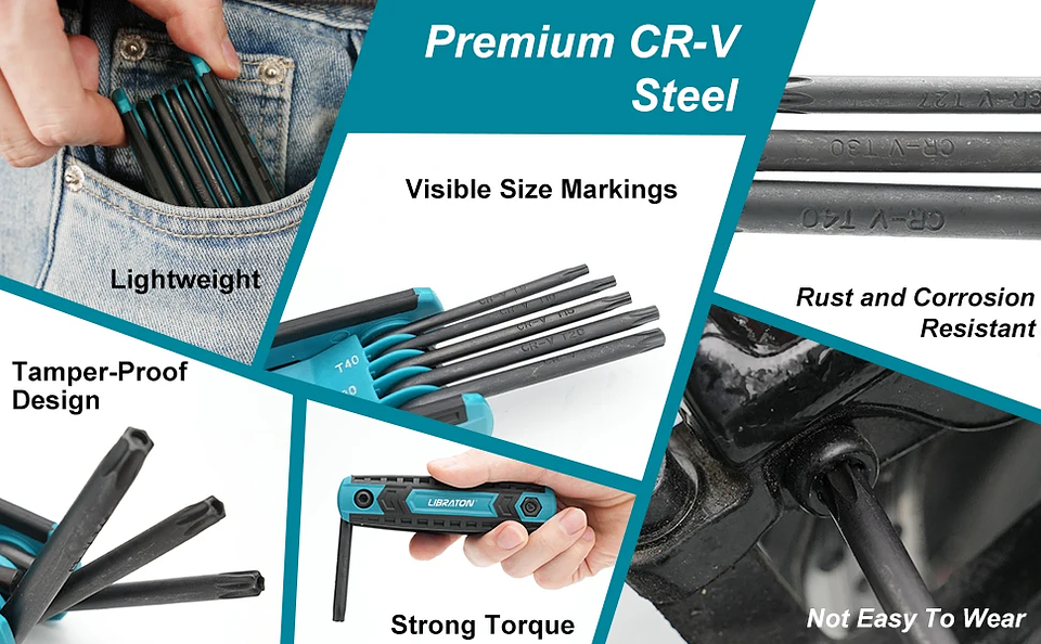 8-in-1 Folding Key Set | Portable Metric Hex & Tamper-Proof Torx 14