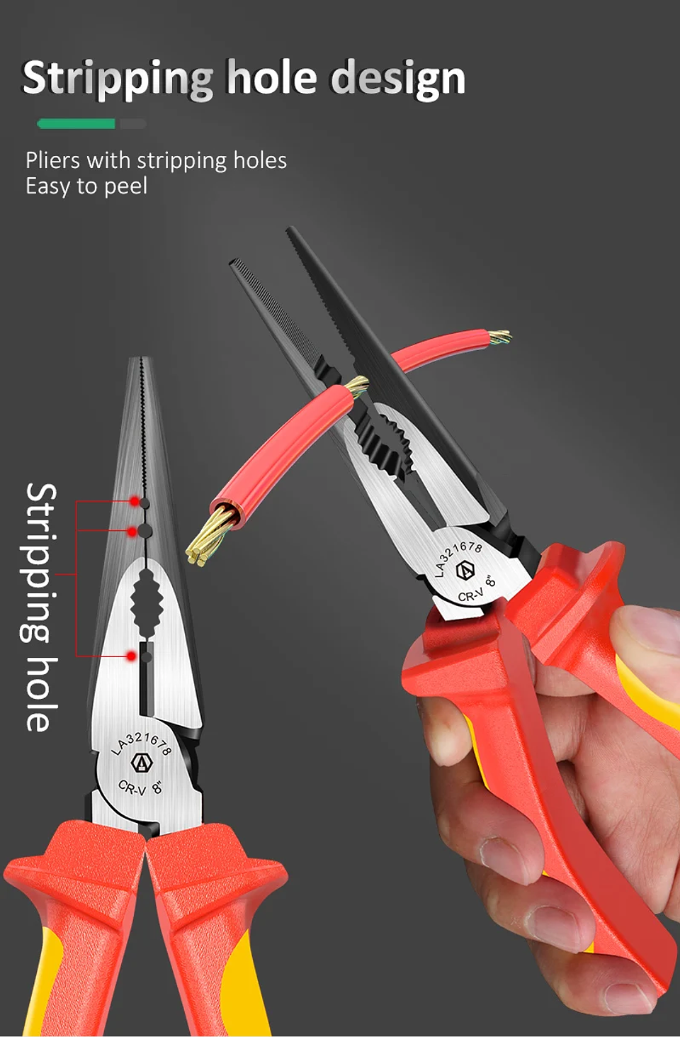 Insulated Pliers Series | 1000V High-Voltage Resistant Combination, Diagonal & Needle Nose Pliers | Professional Electrician Tools 27