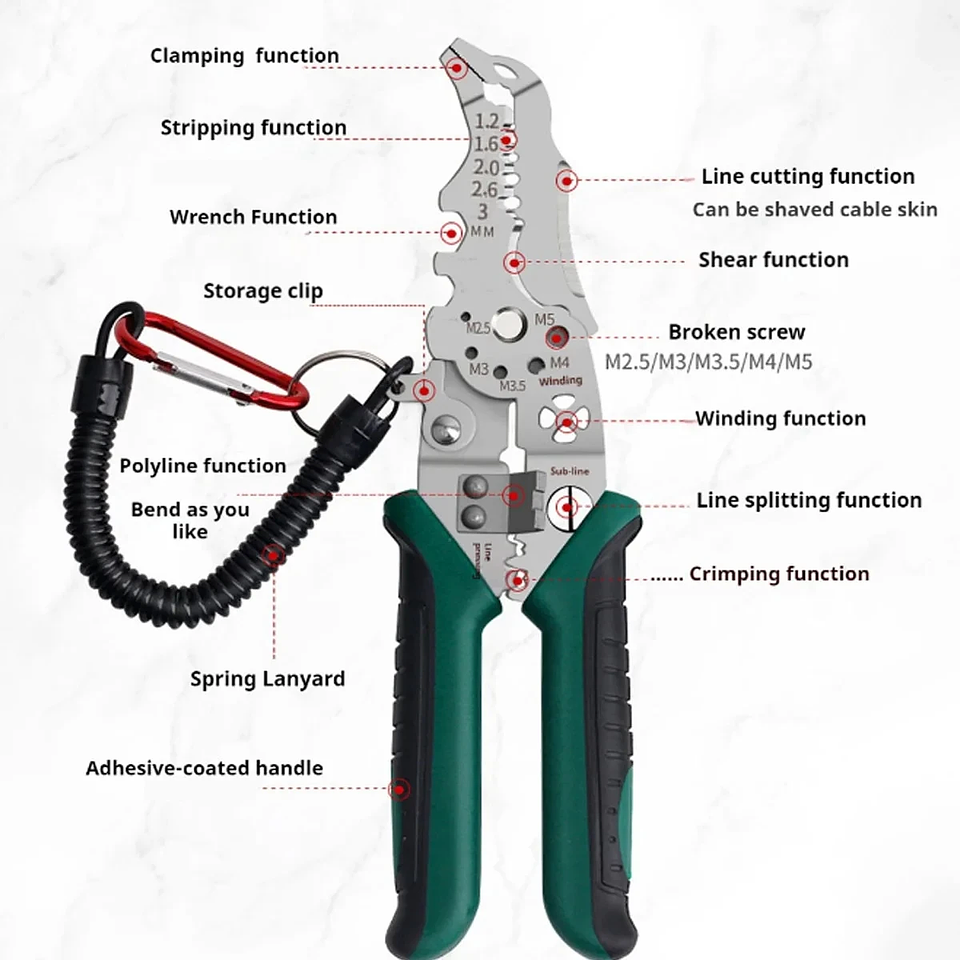Professional Wire Stripper | Multifunctional Electrician Crimper & Cutter 6