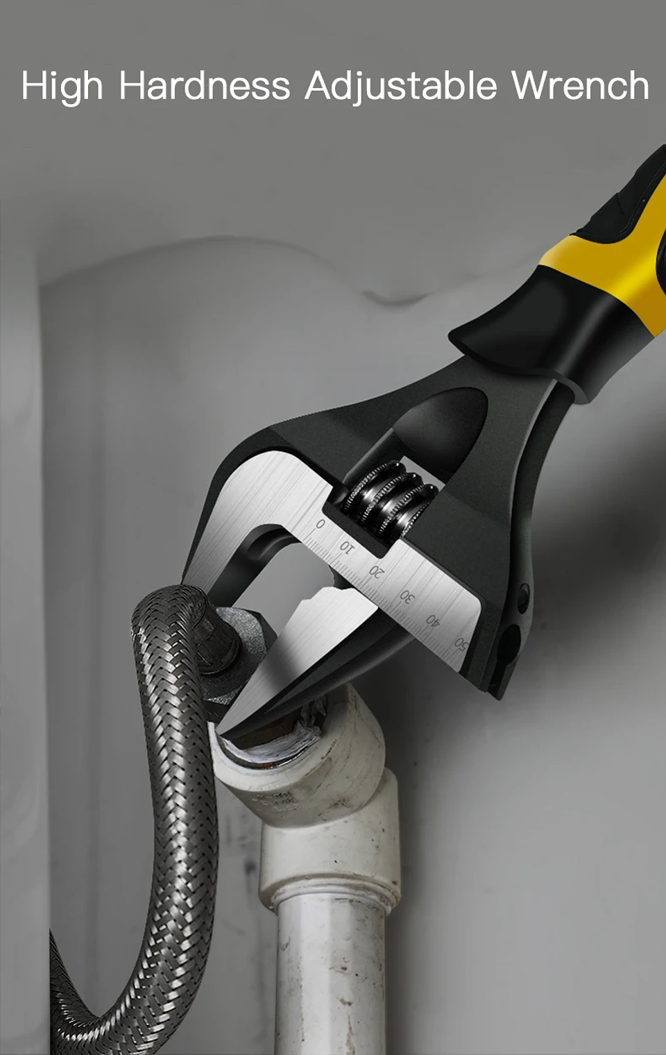 Wide-Opening Adjustable Wrench | Professional Cr-V High-Torque Spanner 13