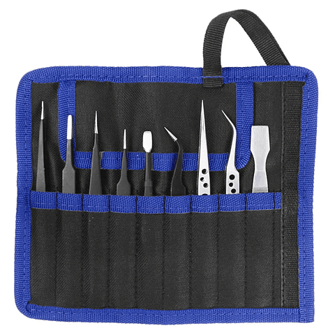 9-Piece Anti-Static Precision Tweezers Set | Stainless Steel ESD Safe Kit