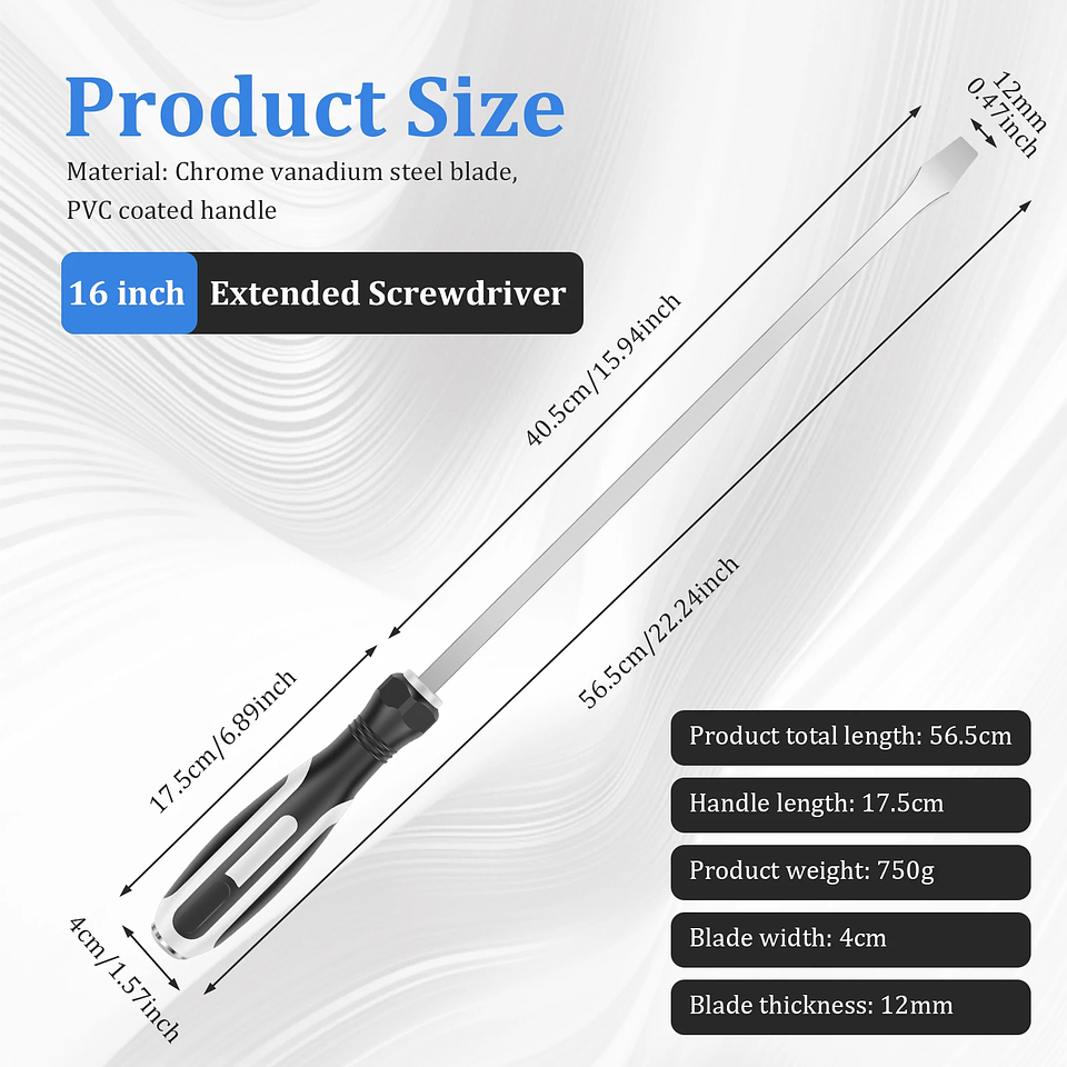 22-Inch Heavy Duty Demolition Screwdriver | Extended Cr-V Impact Tool 3