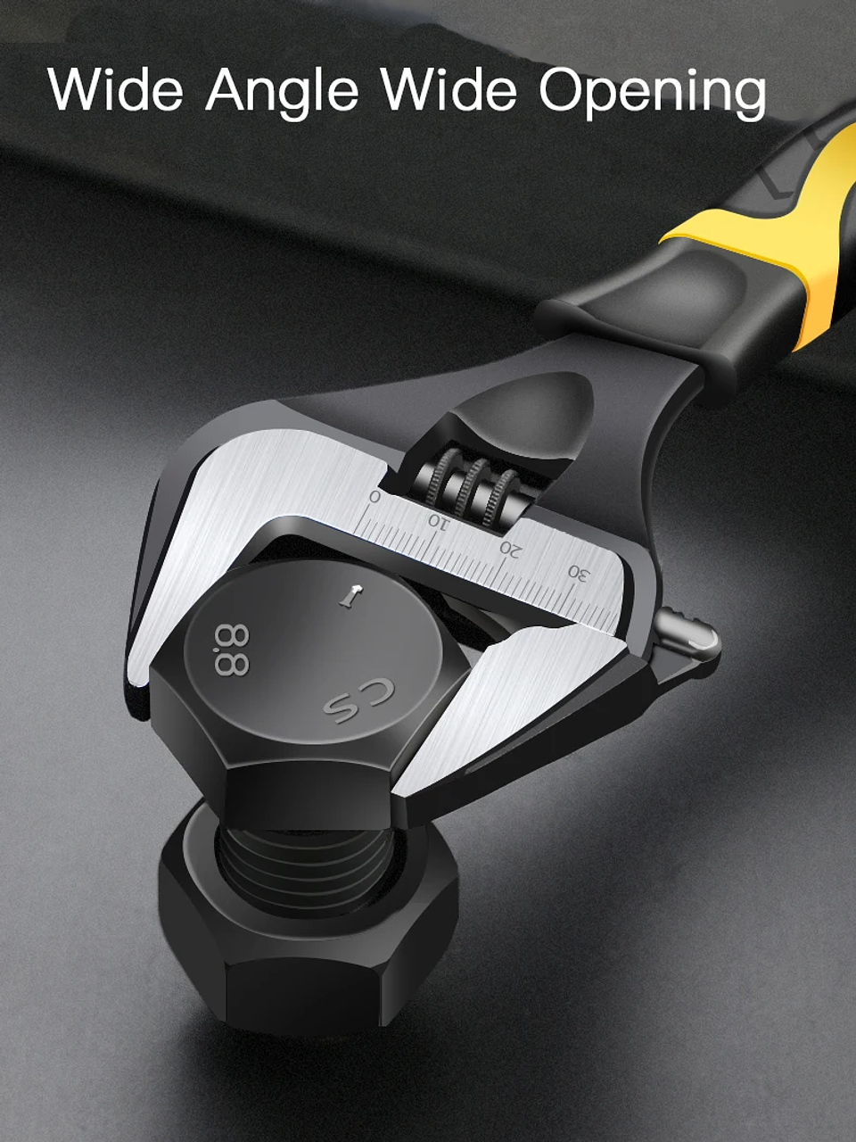Wide-Opening Adjustable Wrench | Professional Cr-V High-Torque Spanner 14