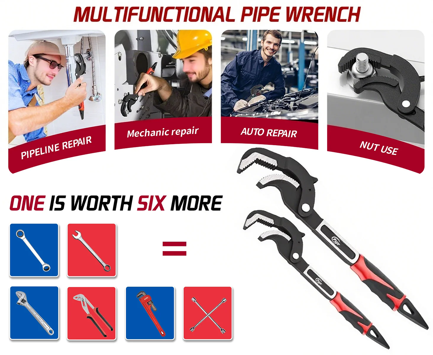 Self-Adjusting Pipe Wrench Set | 10