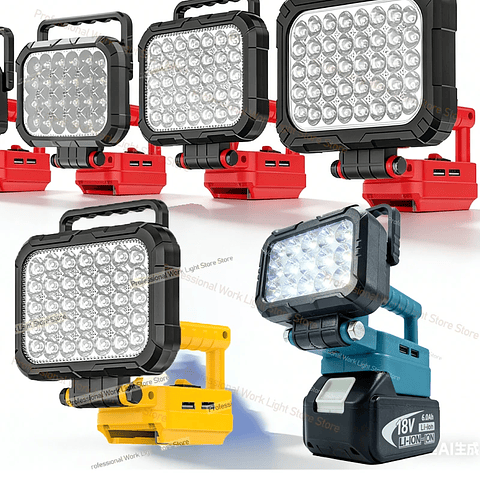 Cordless LED Work Light for Makita, DeWalt & Milwaukee 18V
