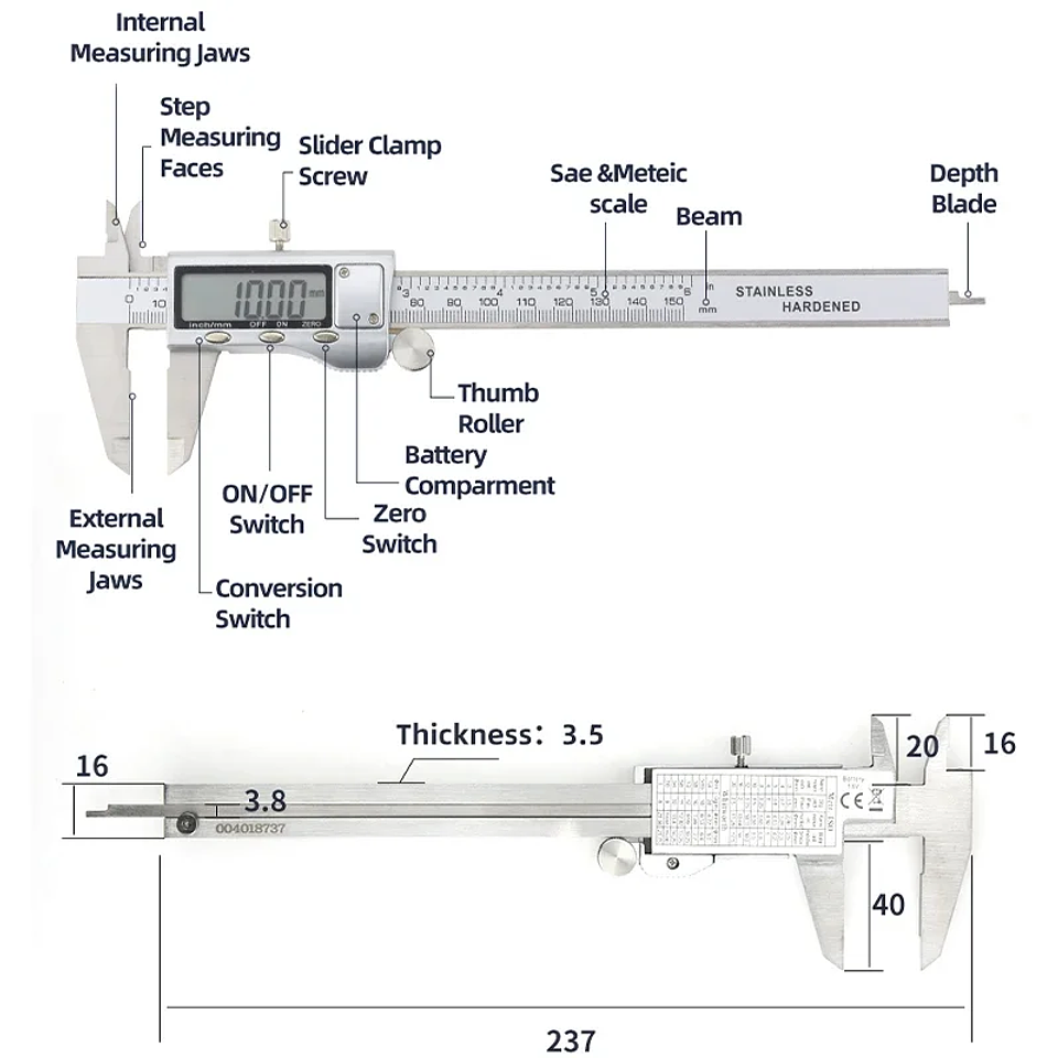 Professional Digital Caliper Set | 0-150mm Stainless Steel Electronic Micrometer 5