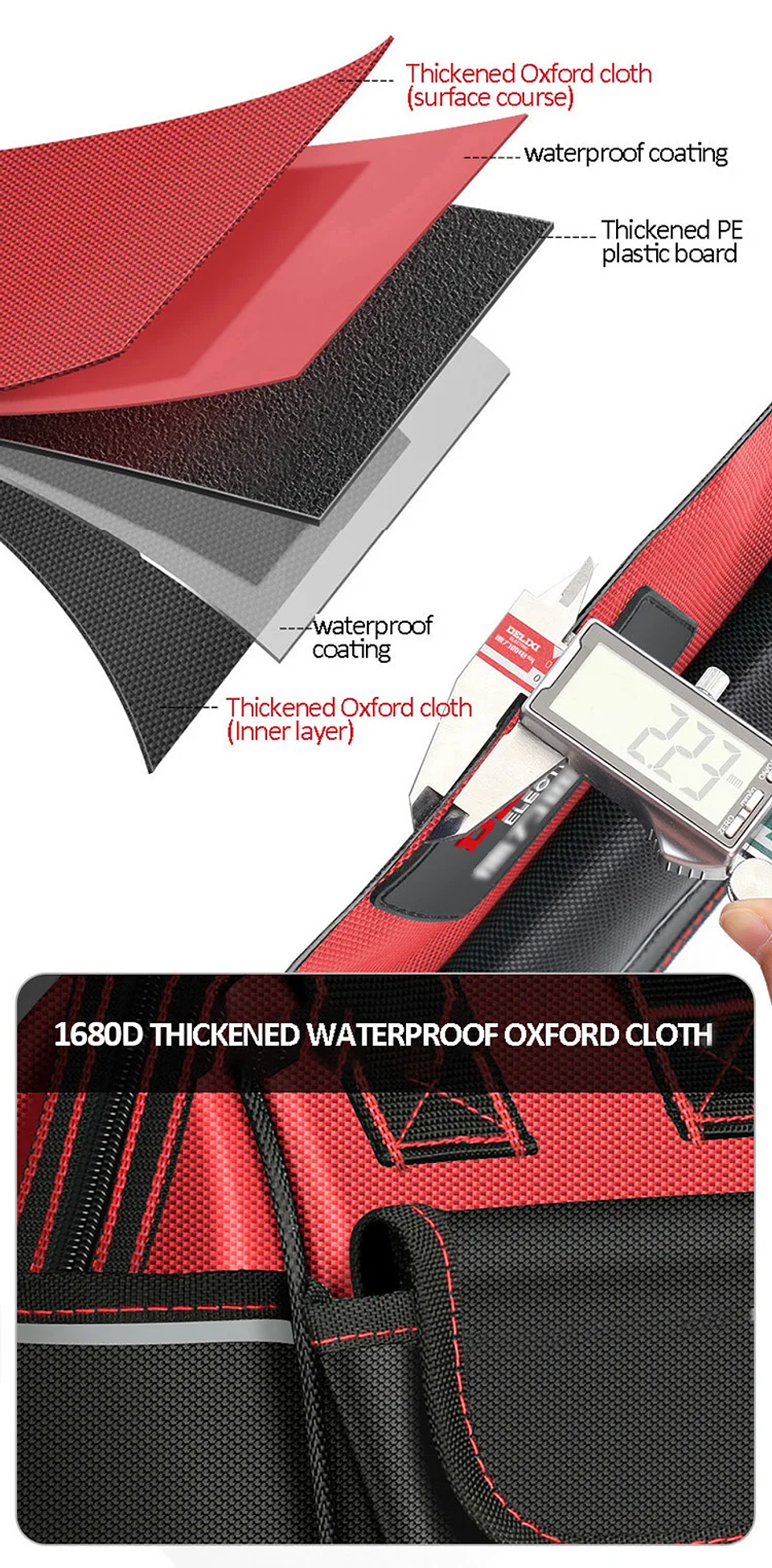 Heavy-Duty Tool Bag | Waterproof Multi-Pocket Organizer for Electricians & Mechanics 19