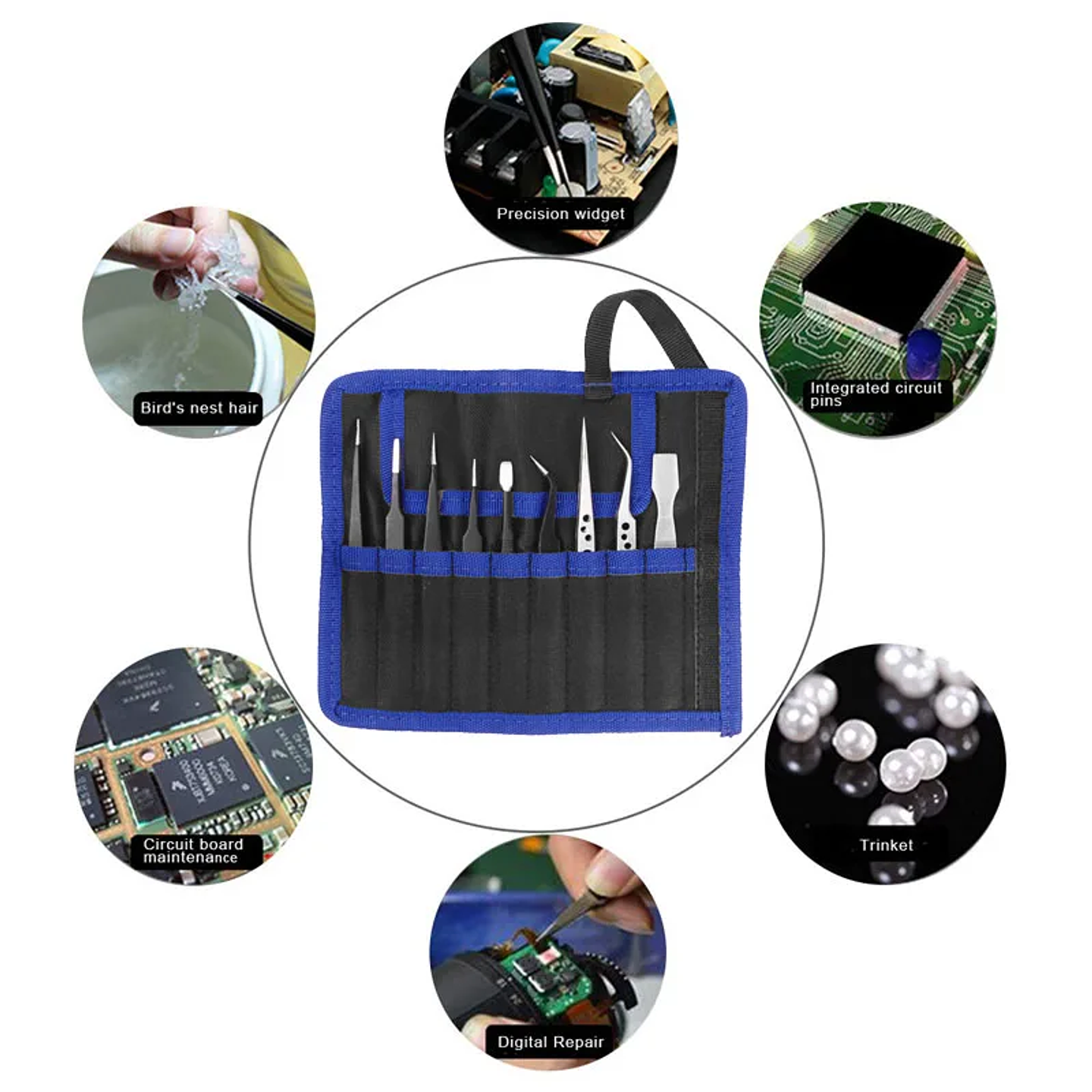 9-Piece Anti-Static Precision Tweezers Set | Stainless Steel ESD Safe Kit 6