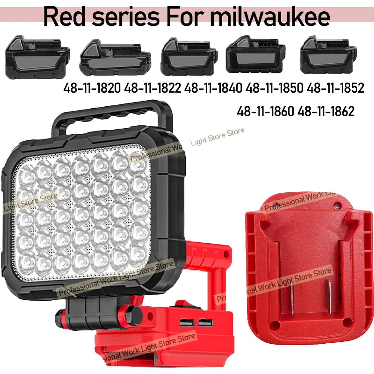 Cordless LED Work Light for Makita, DeWalt & Milwaukee 18V 5
