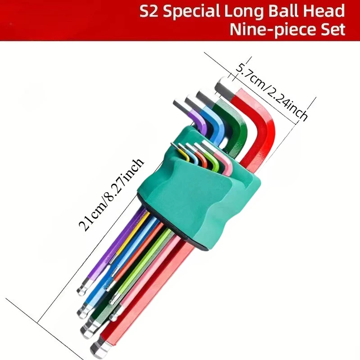 9-Piece Industrial Ball End Hex Key Set | Color-Coded Heavy Duty Allen Wrenches 8