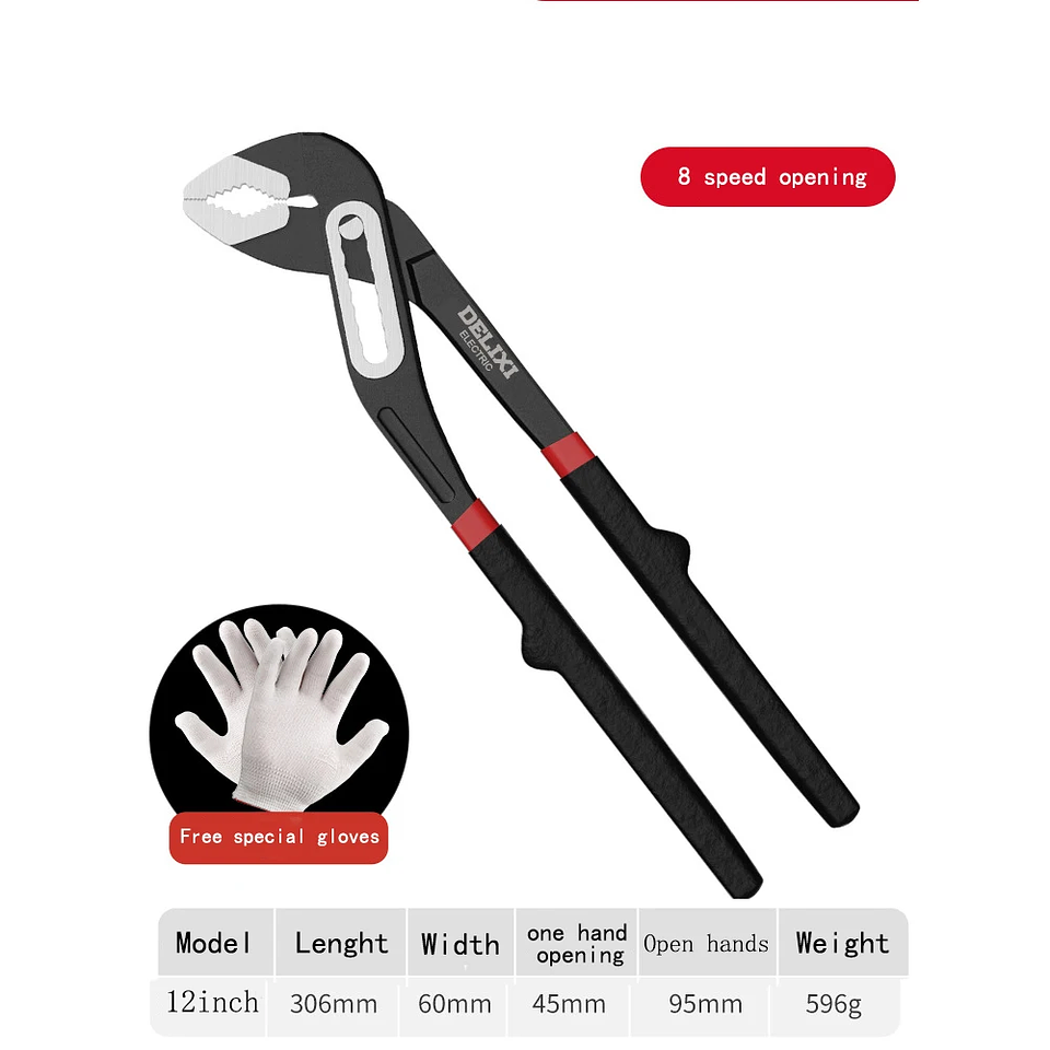 Universal Water Pump Pliers | Multi-Function Quick-Adjust Pipe Wrench 15