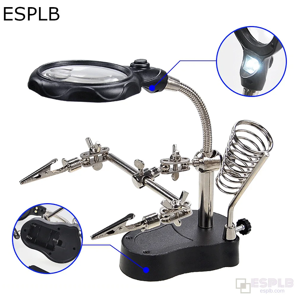 ESPLB 3-in-1 LED Helping Hands Soldering Station | 3.5X & 12X Desktop Magnifier 1