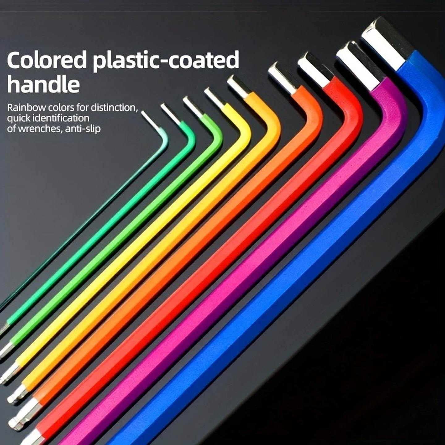 9-Piece Industrial Ball End Hex Key Set | Color-Coded Heavy Duty Allen Wrenches 12