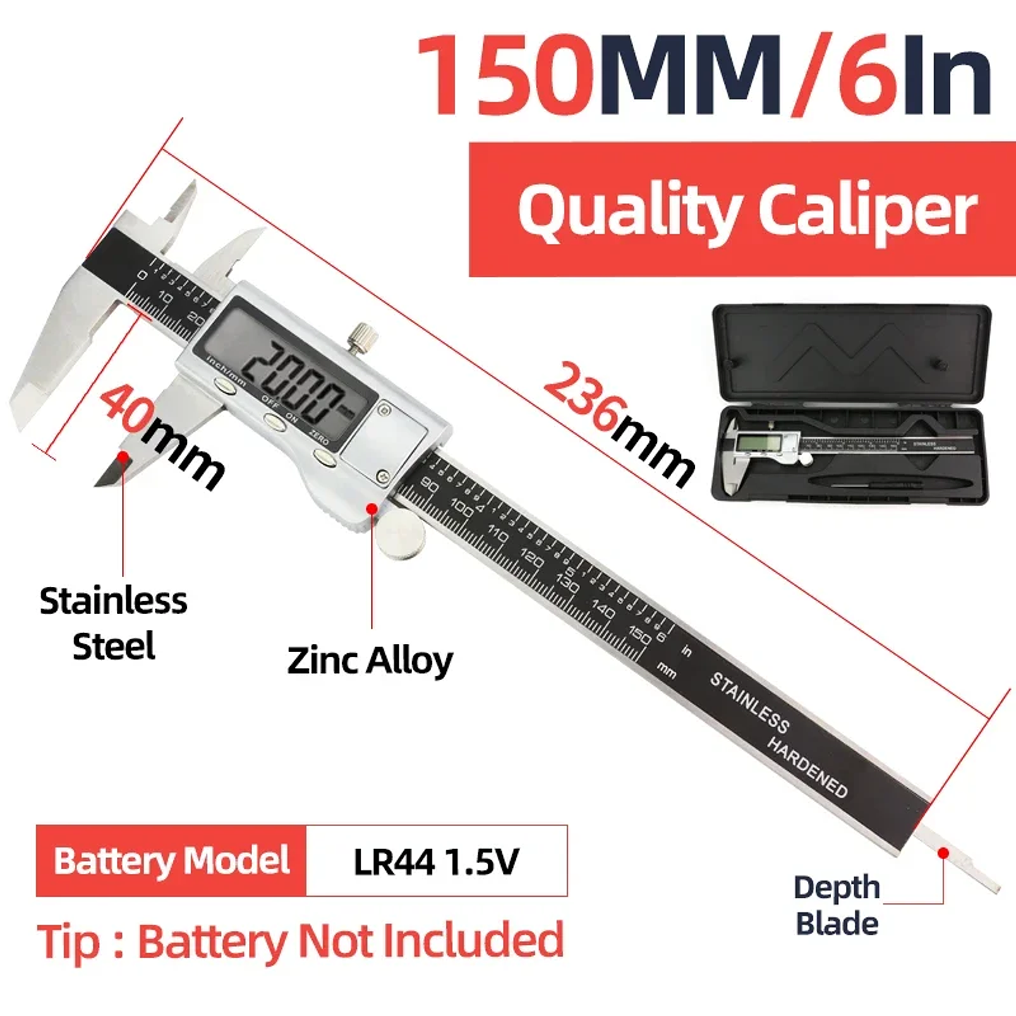 Professional Digital Caliper Set | 0-150mm Stainless Steel Electronic Micrometer 12