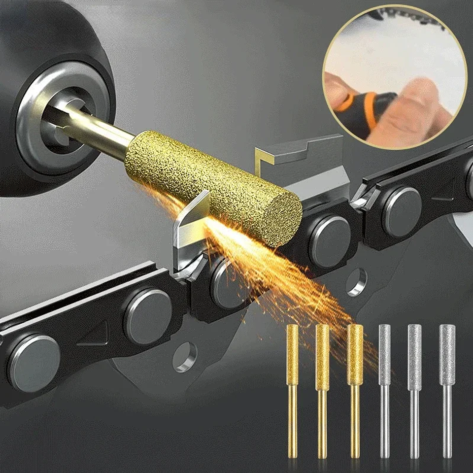 Diamond Coated Cylindrical Burr Set | Precision Chainsaw Sharpener & Grinding Bits 1