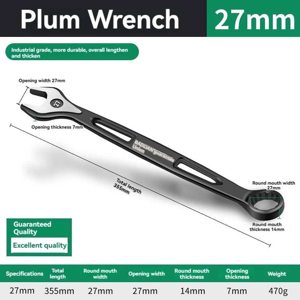 Industrial Combination Wrench | Cr-V Open-End & 12-Point Plum Spanner 8