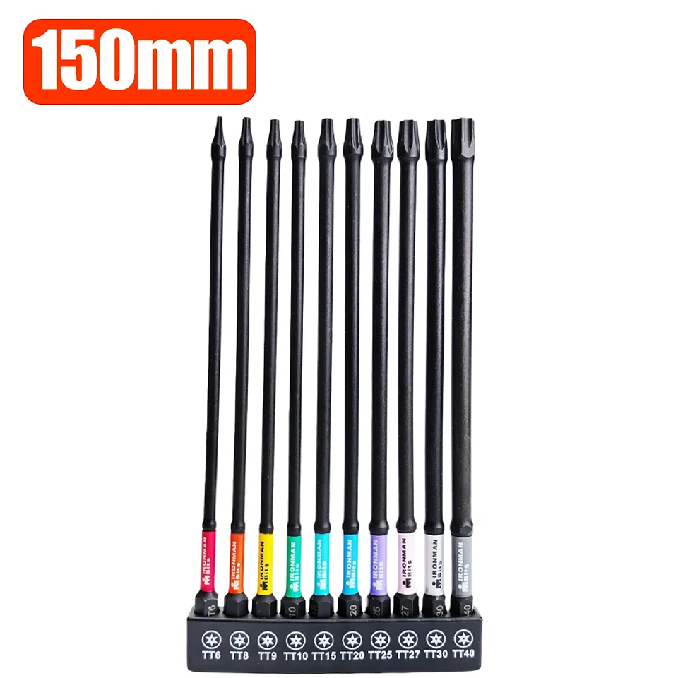 S2 Impact Shock Absorbent Torx Bit Set | High-Torque Magnetic Star Bits 9