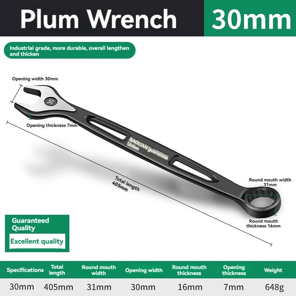 Industrial Combination Wrench | Cr-V Open-End & 12-Point Plum Spanner 9