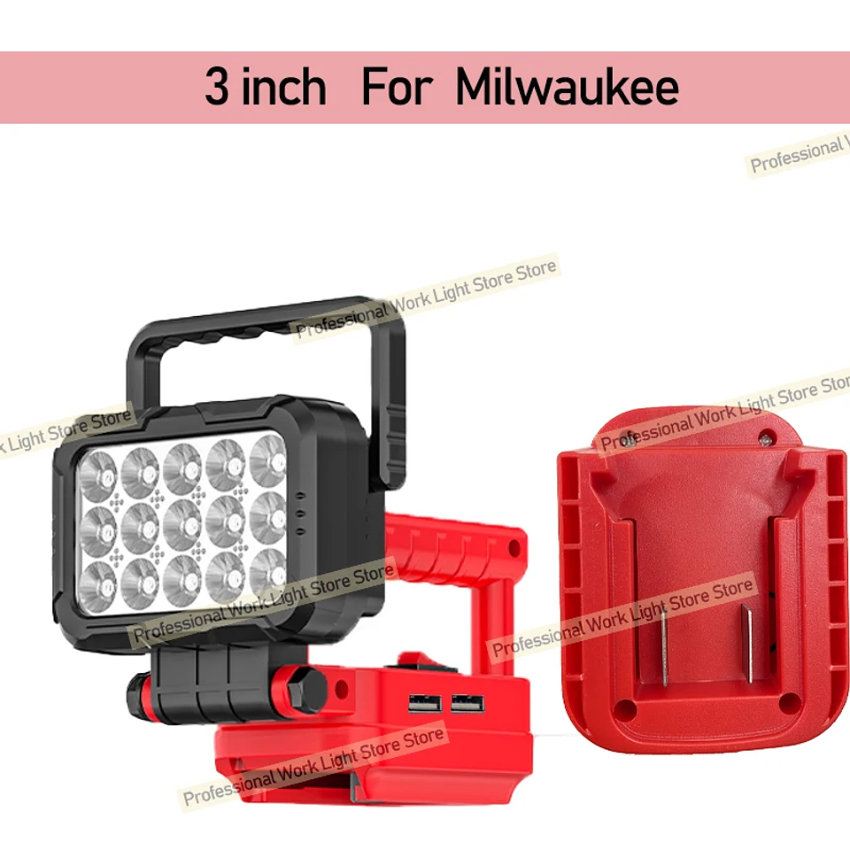 Cordless LED Work Light for Makita, DeWalt & Milwaukee 18V 12