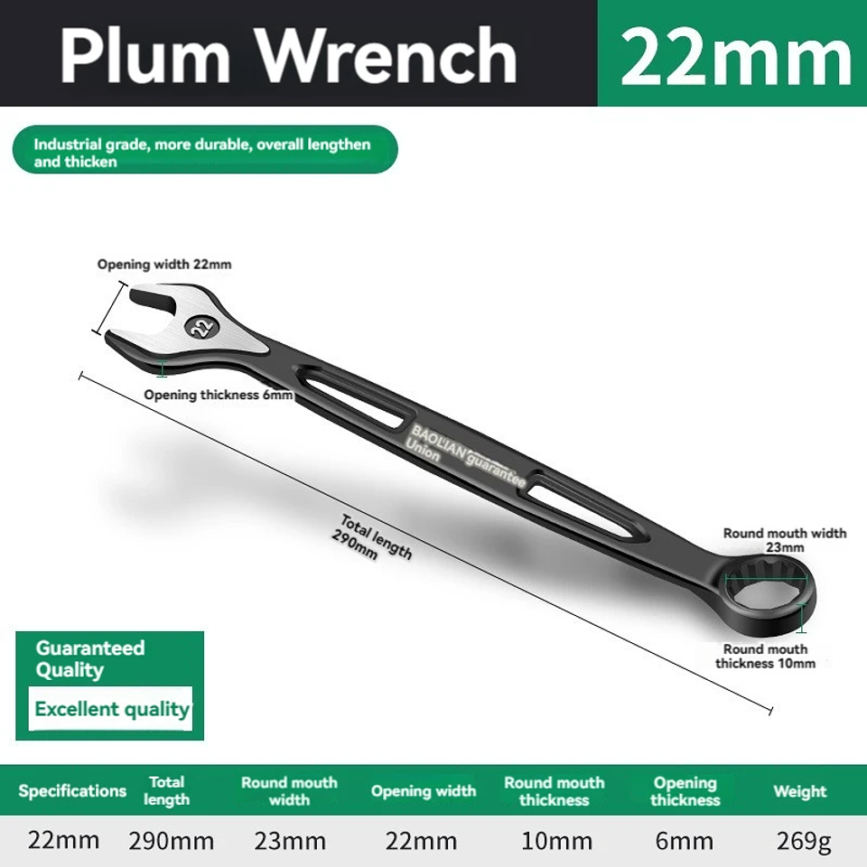 Industrial Combination Wrench | Cr-V Open-End & 12-Point Plum Spanner 10