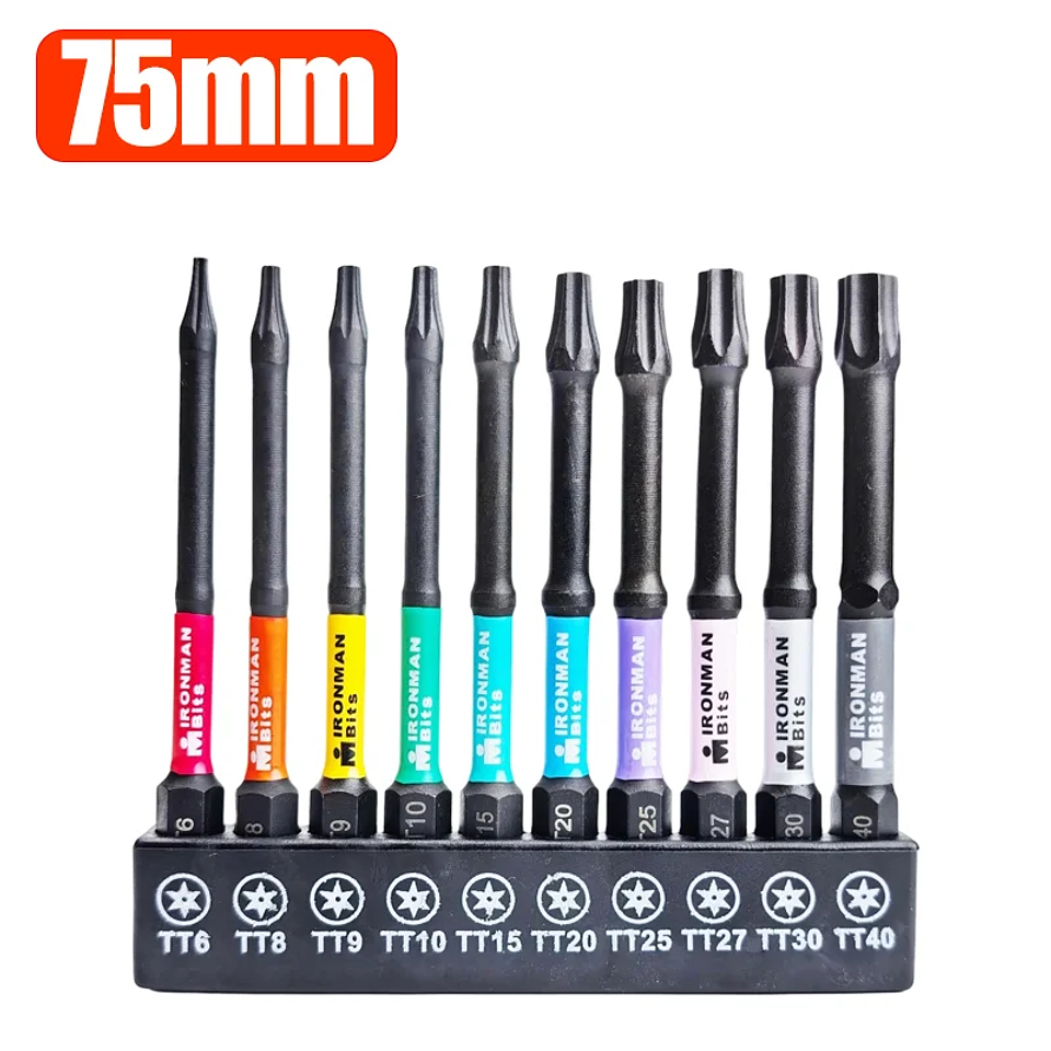 S2 Impact Shock Absorbent Torx Bit Set | High-Torque Magnetic Star Bits 11