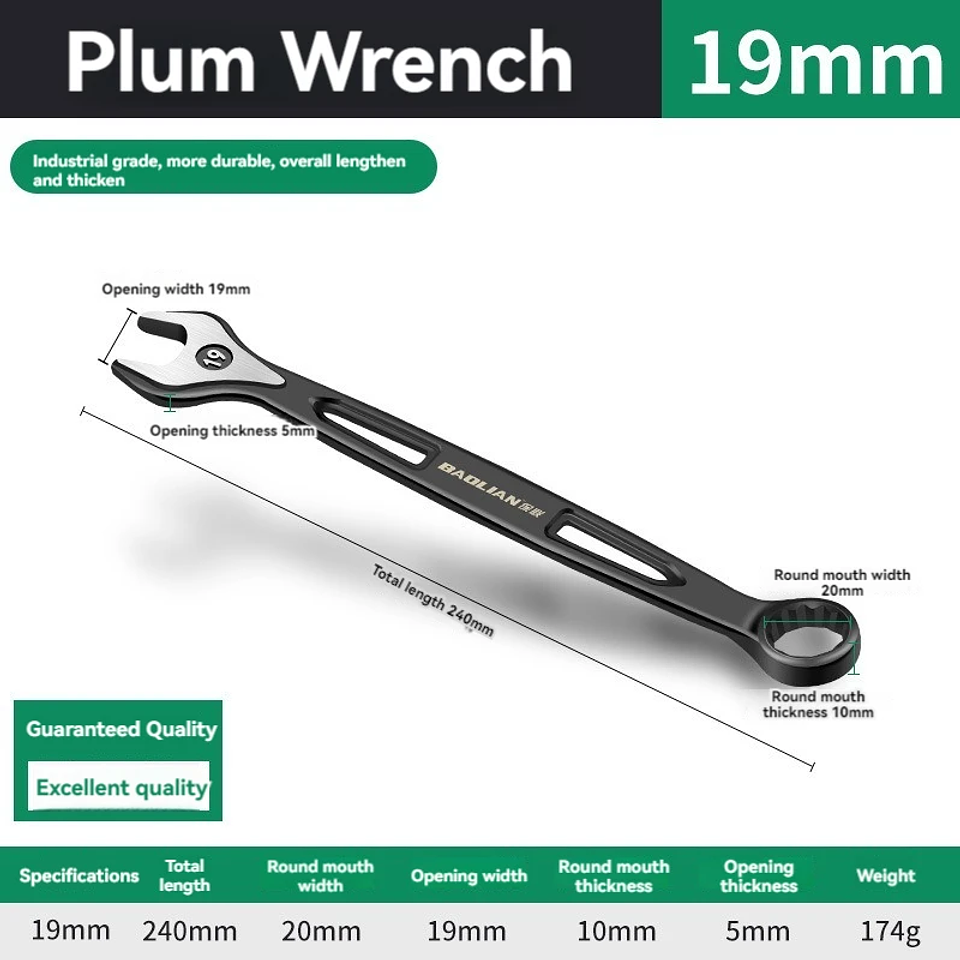 Industrial Combination Wrench | Cr-V Open-End & 12-Point Plum Spanner 12