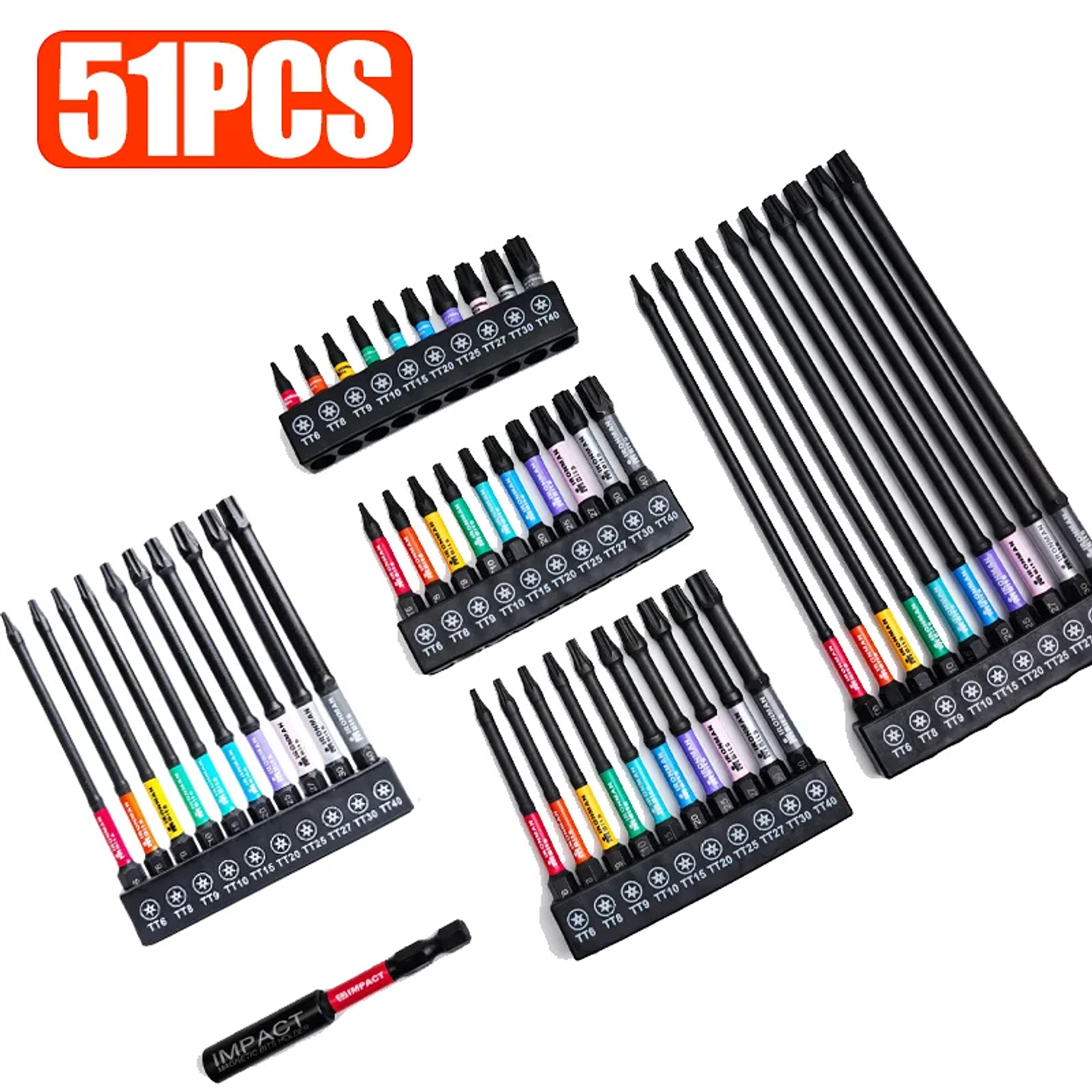 S2 Impact Shock Absorbent Torx Bit Set | High-Torque Magnetic Star Bits 13